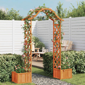 Wooden Garden Arch Natural Wood Solid Firwood Large