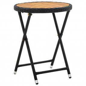 Tea Table Black PE Rattan Small Foldable Tea Table Roun...