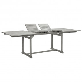 Garden Table Gray Solid Acacia Wood Large Extendable Ga...