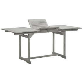 Garden Table Grey Solid Acacia Wood Medium Extendable
