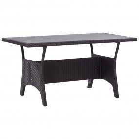 Garden Table Black PE rattan, PS board, powder-coated s...