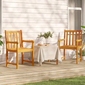 Garden Chair Set of 2 Natural Wood Solid Acacia wood Du...