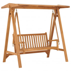 Swing Bench Wooden Brown Solid Teak Wood Large Durable