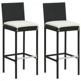 Bar Stool Set of 2 Black Poly Rattan Counter Height Dur...