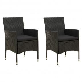 Garden Chair Set of 2 Black Poly Rattan Medium