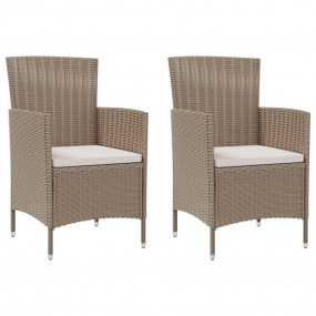 Garden Chair Set of 2 Beige Poly rattan, powder-coated ...