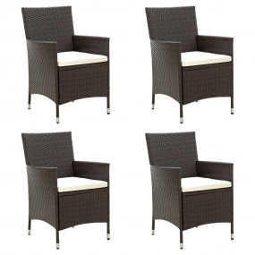 Garden Chair Set of 4 Brown Poly rattan Standard Garden...