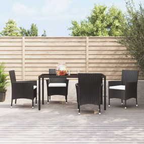 Garden Chair Set of 4 Black Poly rattan Medium Durable