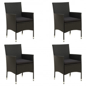 Garden Chair Set of 4 Black Poly rattan Medium Durable