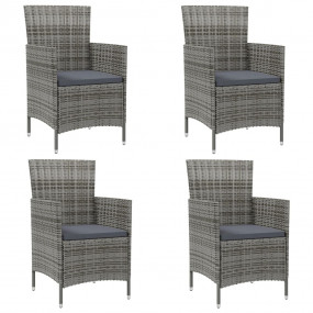 Garden Chair Set of 4 Grey Poly rattan Medium Durable