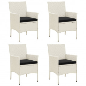 Garden Chair Set of 4 White Poly Rattan Standard Durabl...