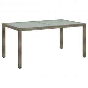 Garden Table Grey Poly rattan, tempered glass, powder-c...