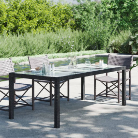 Garden Table Black Poly rattan Large Durable Garden Tab...