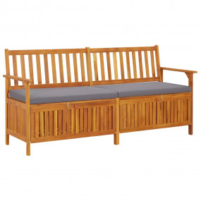 Bench Black Solid Acacia wood 67 in Storage Bench Recta...