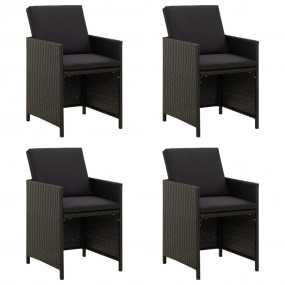 Garden Chair Set of 4 Black PE rattan Standard