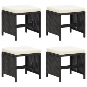 Garden Stool Set of 4 Black