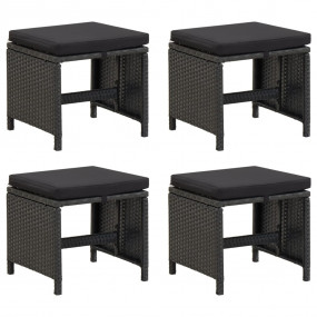 Garden Stool Set of 4 Black