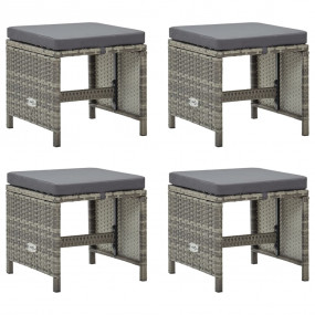 Garden Stool Set of 4 Grey PE rattan Medium Durable