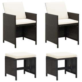 Garden Chair And Stool Set of 4 Black Engineered wood M...