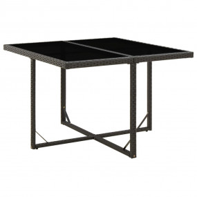 Garden Table Black PE rattan, Powder-coated steel, Temp...