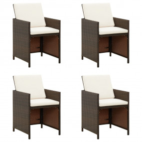 Garden Chair Set of 4 Brown PE rattan Standard Durable