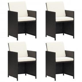Garden Dining Chair Set of 4 Black Polyethylene with Ra...