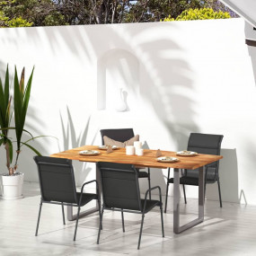 Garden Chair Set of 4 Black and Anthracite Powder-Coate...