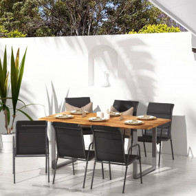 Garden Chair Set of 6 Black Steel, Textilene with paddi...