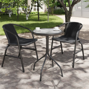 Garden Table Anthracite Steel, Glass Small Durable Gard...