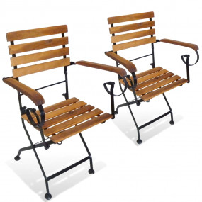 Folding Patio Chair Set of 2 Natural wood
