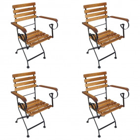 Folding Chair Set of 4 Brown and Black