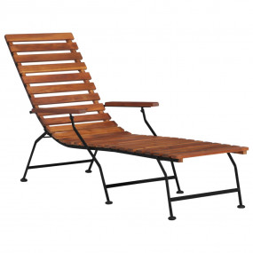 Patio Deck Chair Natural Wood Solid Acacia wood, Steel ...
