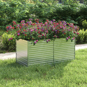 Garden Raised Bed Silver Galvanized Steel 63 x 31.5 x 3...