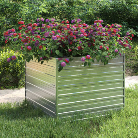Garden Raised Bed Silver Galvanized Steel Large Garden ...