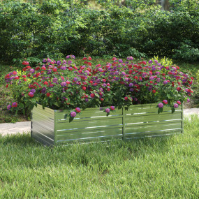 Garden Raised Bed Silver Galvanized Steel Large Garden ...