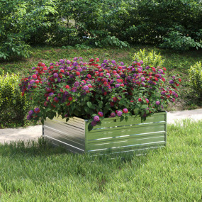 Garden Raised Bed Silver Galvanized Steel 39.4x39.4x17....