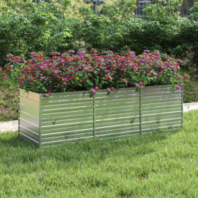Garden Raised Bed Silver Galvanized Steel Large Garden ...