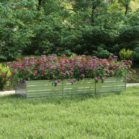 Garden Raised Bed Silver Galvanized Steel Large