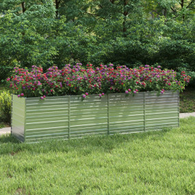 Garden Raised Bed Silver Galvanized Steel 126 x 31.5 x ...