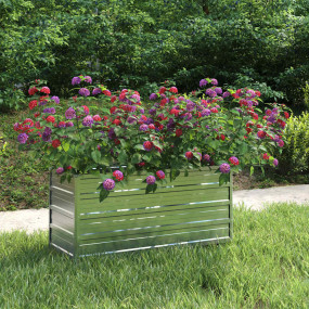 Garden Raised Bed Silver Galvanized Steel 39.4 x 15.7 x...