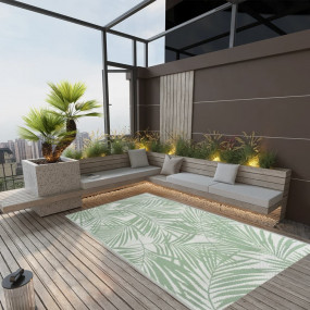 Outdoor Rug Green Polypropylene 63x90 in Pattern Outdoo...