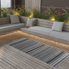 Outdoor Rug Black Polypropylene 31.5 x 59.1 in Pattern