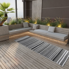 Outdoor Rug Black Polypropylene 31.5 x 98.4 in Durable