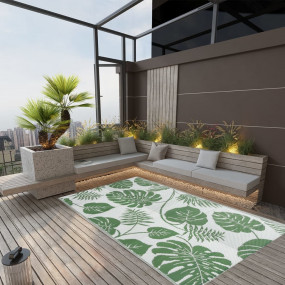 Outdoor Rug Green Polypropylene 63 x 91 in Pattern Outd...