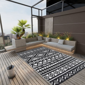 Outdoor Rug Black Polypropylene Large Decorative Inlays