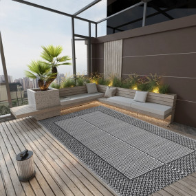 Outdoor Rug Black Polypropylene 55 x 79 in Pattern Outd...