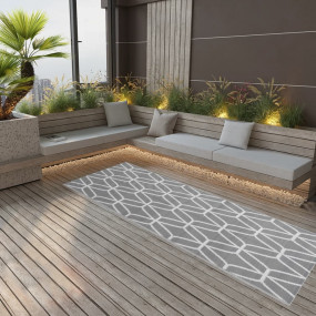 Outdoor Rug Gray Polypropylene 31.5 x 98.4 in Decorativ...