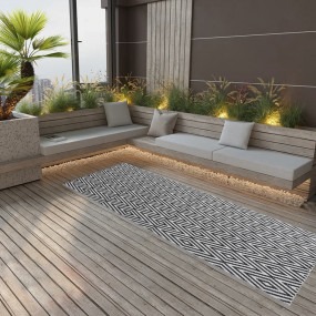 Outdoor Rug Black Polypropylene 31.5 x 98.4 in Decorati...