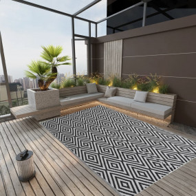 Outdoor Rug Black Polypropylene 55.1x78.7 in Decorative...