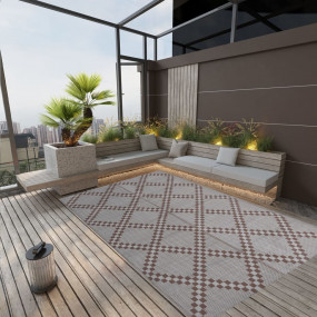 Outdoor Rug Brown Polypropylene 55 x 79 in Pattern Outd...